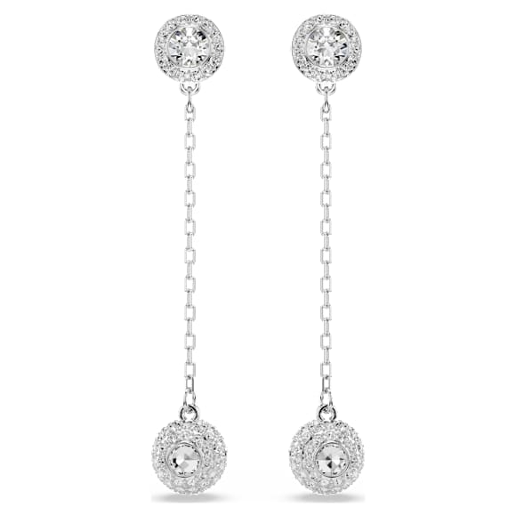 Una Angelic 水滴形耳环, 圆形切割, 白色, 镀铑 - Swarovski, 5732273