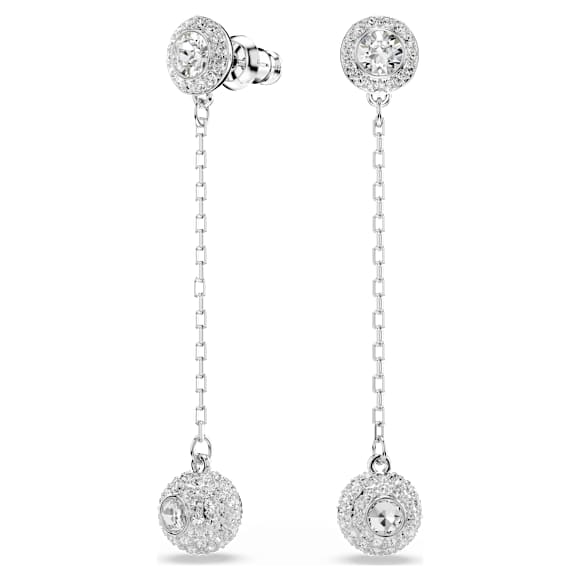 Una Angelic 水滴形耳环, 圆形切割, 白色, 镀铑 - Swarovski, 5732273