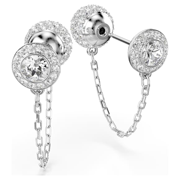 Una Angelic 水滴形耳环, 圆形切割, 白色, 镀铑 - Swarovski, 5732273