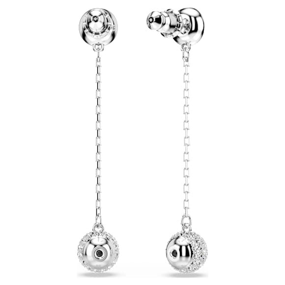 Una Angelic drop earrings, Round cut, White, Rhodium plated - Swarovski, 5732273