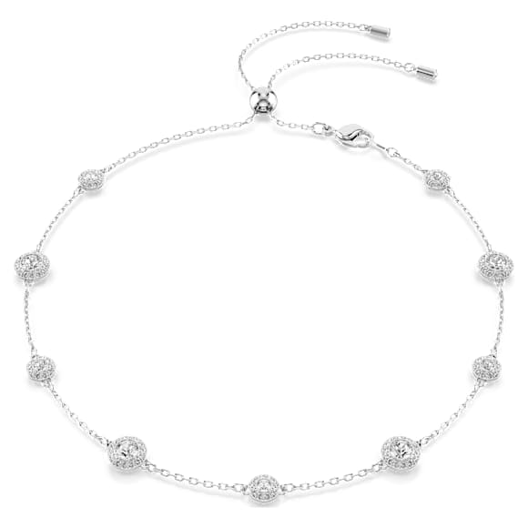 Una Angelic 項鏈, 圓形切割, 双面图案, 白色, 鍍白金色 - Swarovski, 5732275