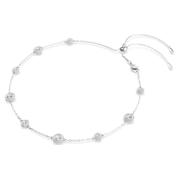 Una Angelic 項鏈, 圓形切割, 双面图案, 白色, 鍍白金色 - Swarovski, 5732275