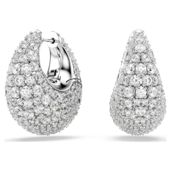 Sublima earrings, Larges, White, Rhodium plated - Swarovski, 5732281