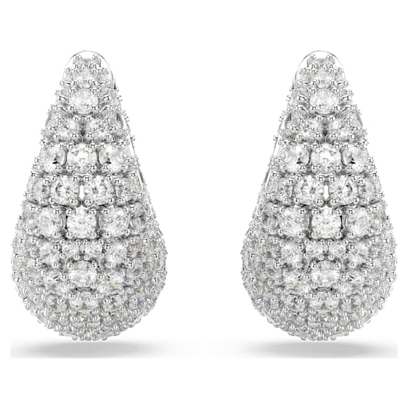 Sublima earrings, Larges, White, Rhodium plated - Swarovski, 5732281