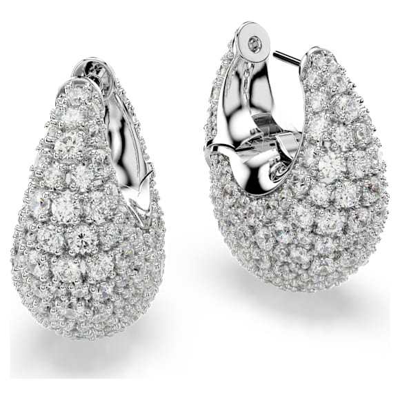 Sublima earrings, Larges, White, Rhodium plated - Swarovski, 5732281
