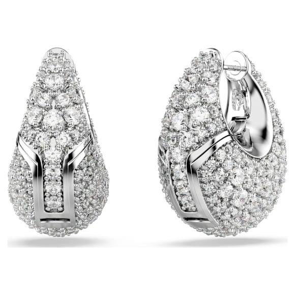 Sublima earrings, Larges, White, Rhodium plated - Swarovski, 5732281