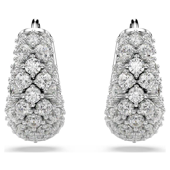 Sublima earrings, White, Rhodium plated - Swarovski, 5732282