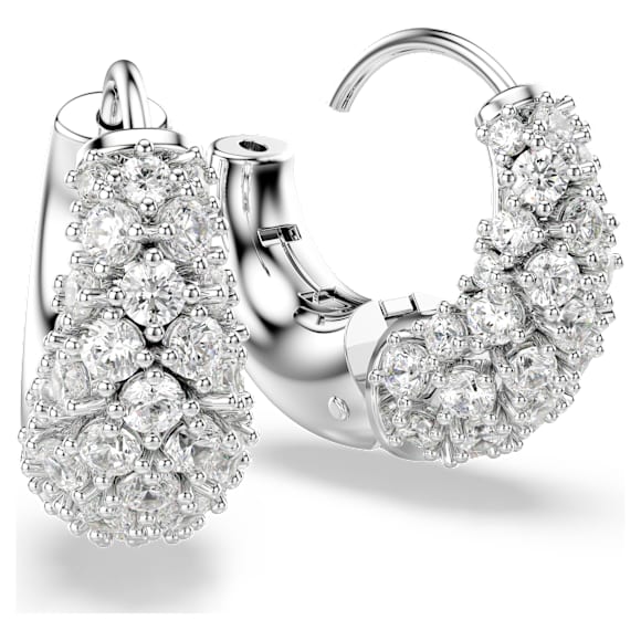 Sublima earrings, White, Rhodium plated - Swarovski, 5732282