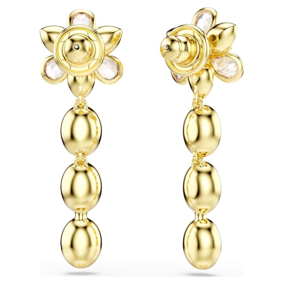 Idyllia drop earrings, Mixed cuts, Flower, Multicolored, Gold-tone plated - Swarovski, 5732381