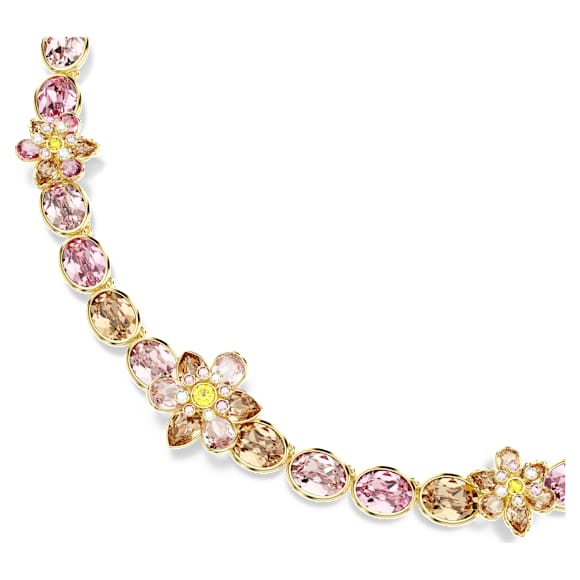 Idyllia necklace, Mixed cuts, Flower, Multicolored, Gold-tone plated - Swarovski, 5732385