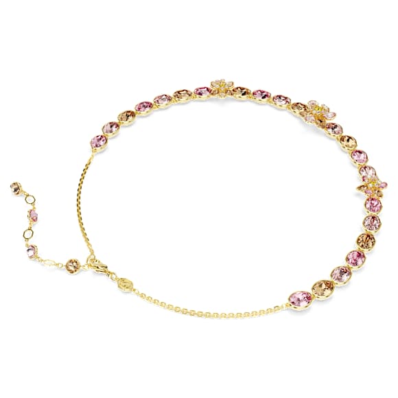 Idyllia necklace, Mixed cuts, Flower, Multicolored, Gold-tone plated - Swarovski, 5732385