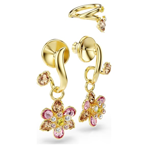 Idyllia earrings, Set (3), Mixed cuts, Flower, Multicolored, Gold-tone plated - Swarovski, 5732386