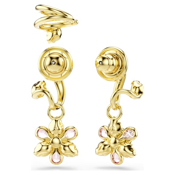 Idyllia earrings, Set (3), Mixed cuts, Flower, Multicolored, Gold-tone plated - Swarovski, 5732386