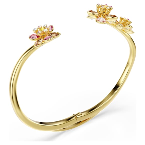 Idyllia bangle, Mixed cuts, Flower, Multicolored, Gold-tone plated - Swarovski, 5732387