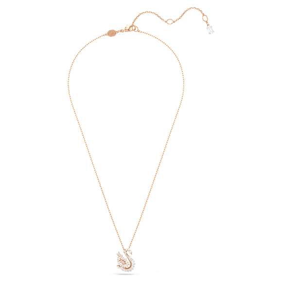 Swan Kolye, Karışık kesimler, Kuğu, Pembe, 18k pembe altın rengi yüzey - Swarovski, 5732414
