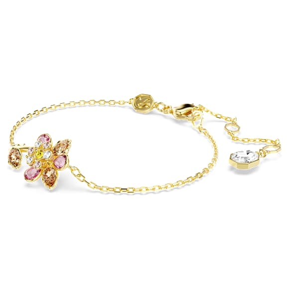 Idyllia bracelet, Mixed cuts, Flower, Multicolored, Gold-tone plated - Swarovski, 5732423