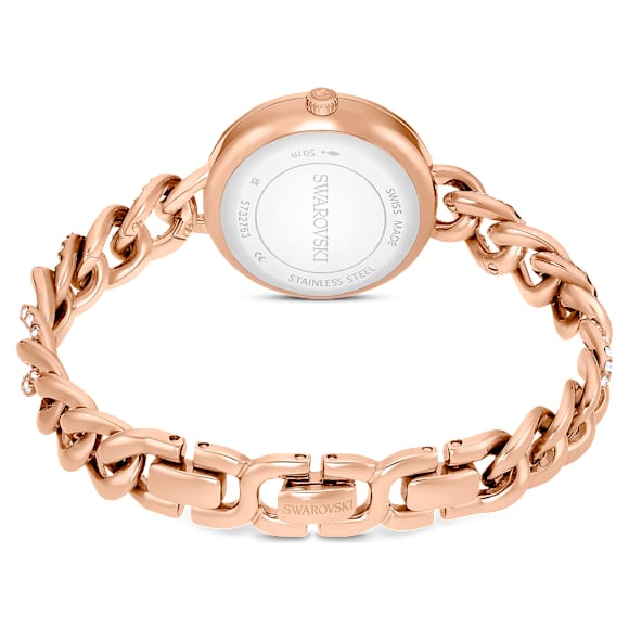 Orologio Cocktail round, Bracciale di metallo, Tono dorato, Finitura in tono oro rosa - Swarovski, 5732763