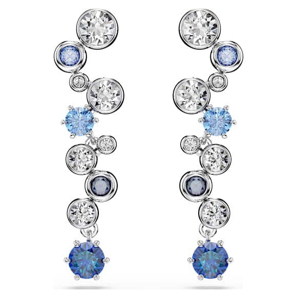 Constella drop earrings, Mixed cuts, Blue, Rhodium plated - Swarovski, 5732775