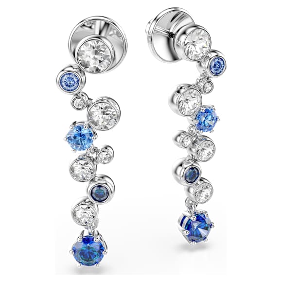 Constella drop earrings, Mixed cuts, Blue, Rhodium plated - Swarovski, 5732775
