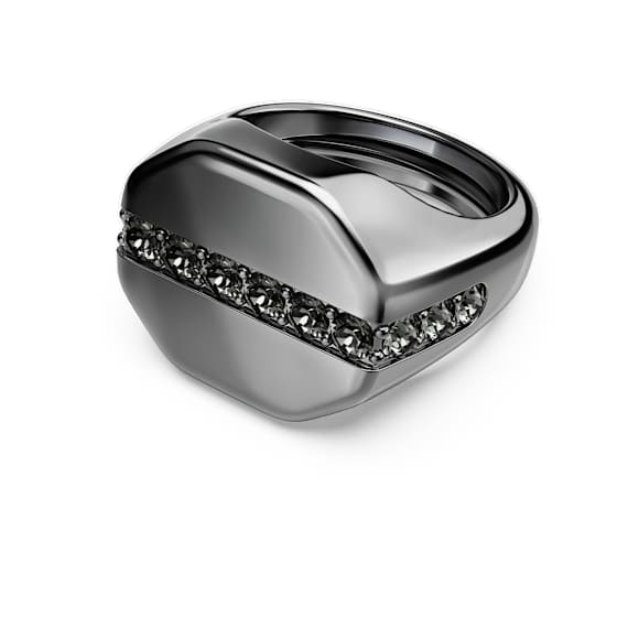 Dextera 戒指, 八边形, 圆形切割, 黑色, 镀钌 - Swarovski, 5732868