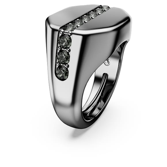 Dextera 戒指, 八边形, 圆形切割, 黑色, 镀钌 - Swarovski, 5732868