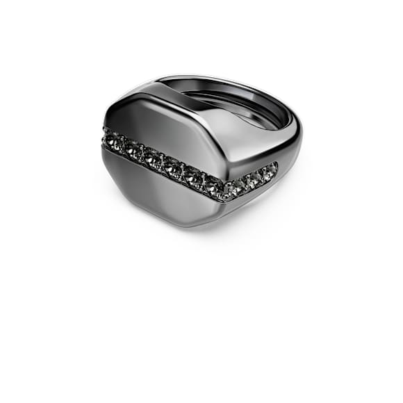 Dextera Octagon ring, Octagon shape, Round cut, Black, Ruthenium plated - Swarovski, 5732869