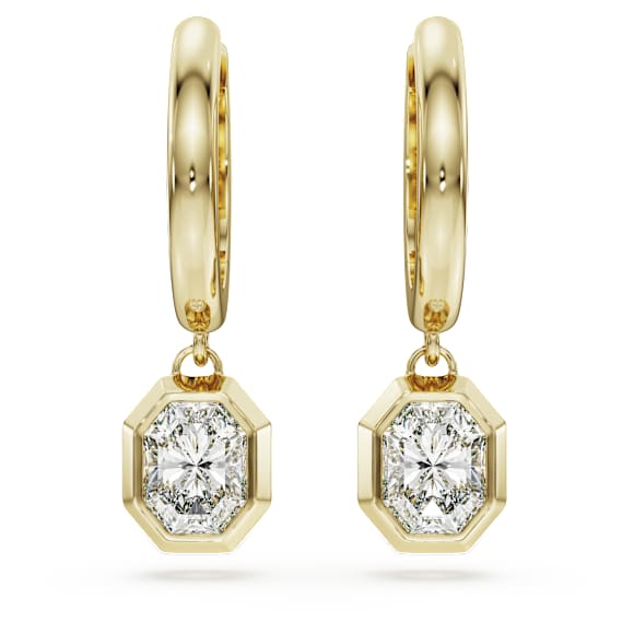 Eternity drop earrings, Lab-grown diamonds 1.0 ct tw, Octagon shape, 14K yellow gold - Swarovski, 5732900