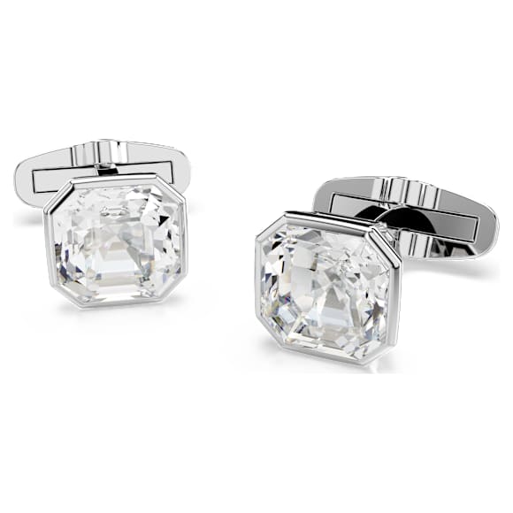 Millenia cufflinks, Octagon cut, White, Rhodium plated - Swarovski, 5733306