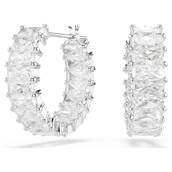 Matrix Kreolen, Baguette-Schliff, Weiß, Rhodiniert - Swarovski, 5733397