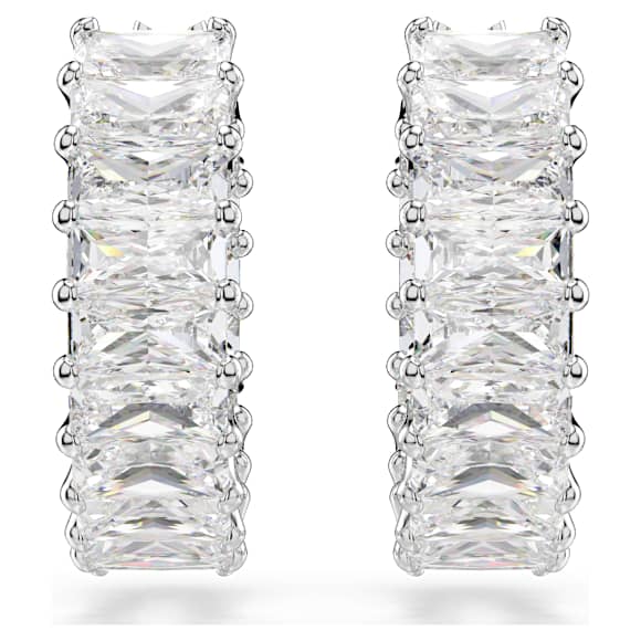 Matrix Kreolen, Baguette-Schliff, Weiß, Rhodiniert - Swarovski, 5733397