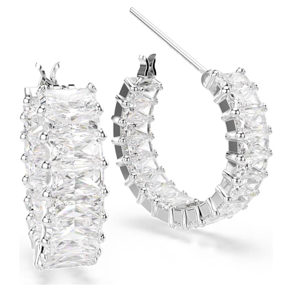Matrix Kreolen, Baguette-Schliff, Weiß, Rhodiniert - Swarovski, 5733397