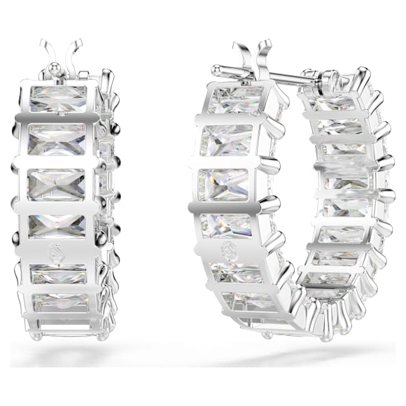 Matrix Kreolen, Baguette-Schliff, Weiß, Rhodiniert - Swarovski, 5733397