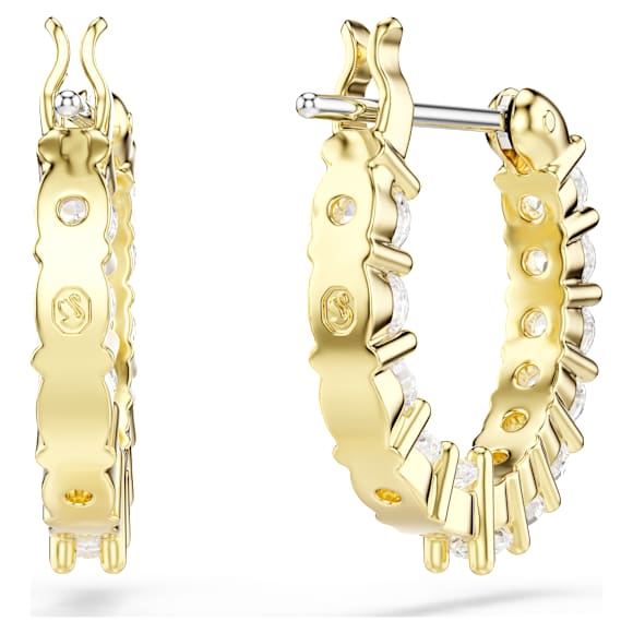 Kruhové náušnice Matrix Vittore, Kulatý výbrus, Bílá, Pokoveno ve zlatém odstínu - Swarovski, 5733398