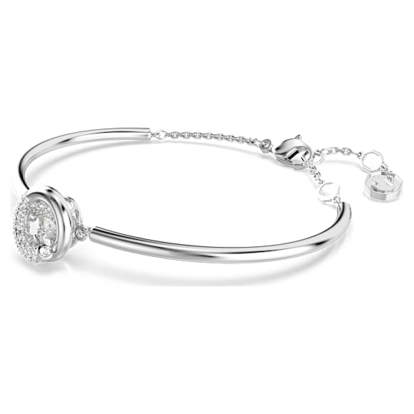 Bransoletka typu bangle Dextera, Szlif okrągły, Biała, Powłoka z rodu - Swarovski, 5733399