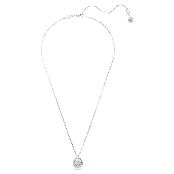 Dextera pendant, Round cut, White, Rhodium plated - Swarovski, 5733400