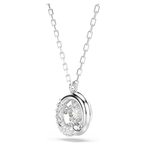 Dextera pendant, Round cut, White, Rhodium plated - Swarovski, 5733400
