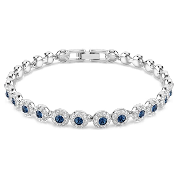Una Angelic Tennis 手鏈, 圓形切割, 藍色, 鍍白金色 - Swarovski, 5733401
