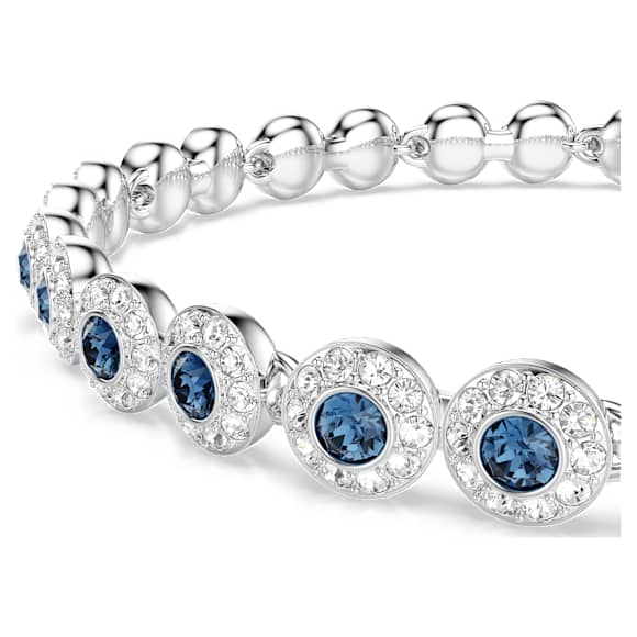 Una Angelic Tennis 手鏈, 圓形切割, 藍色, 鍍白金色 - Swarovski, 5733401