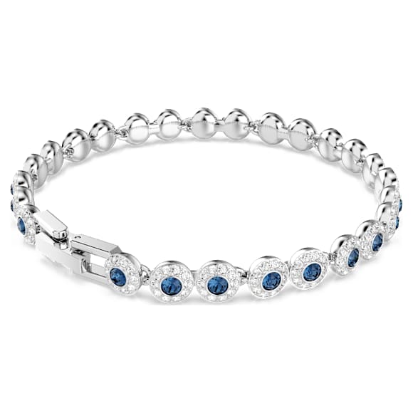 Una Angelic สร้อยข้อมือ Tennis, เจียระไนทรงกลม, น้ำเงิน, เคลือบโรเดียม - Swarovski, 5733401