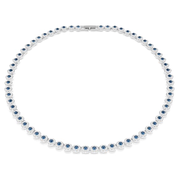 Una Angelic Tennis necklace, Round cut, Blue, Rhodium plated - Swarovski, 5733402
