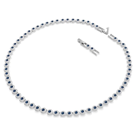 Una Angelic Tennis necklace, Round cut, Blue, Rhodium plated - Swarovski, 5733402