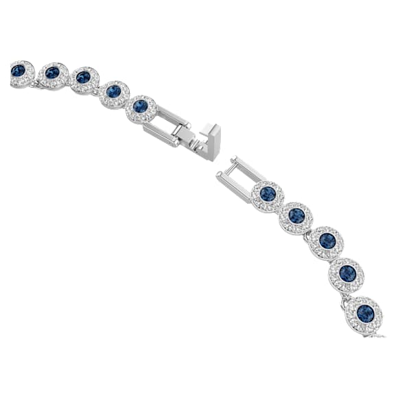 Una Angelic Tennis necklace, Round cut, Blue, Rhodium plated - Swarovski, 5733402