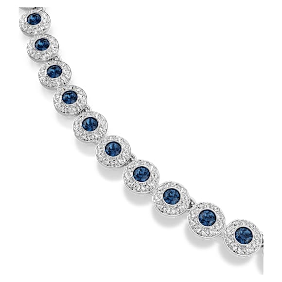 Una Angelic Tennis necklace, Round cut, Blue, Rhodium plated - Swarovski, 5733402