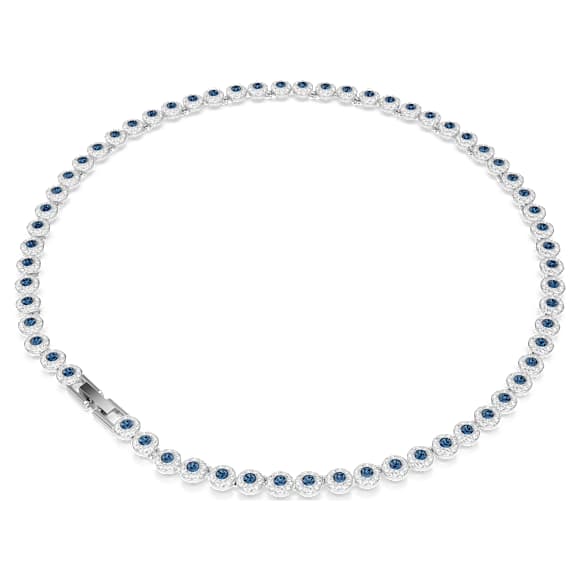 Una Angelic Tennis necklace, Round cut, Blue, Rhodium plated - Swarovski, 5733402