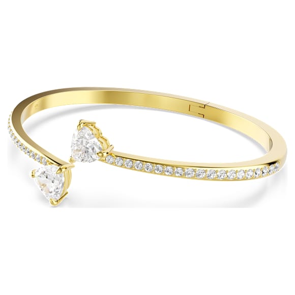 Mesmera Attract bangle, Heart, White, Gold-tone plated - Swarovski, 5733474