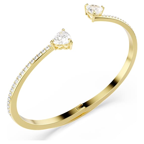 Mesmera Attract bangle, Heart, White, Gold-tone plated - Swarovski, 5733474