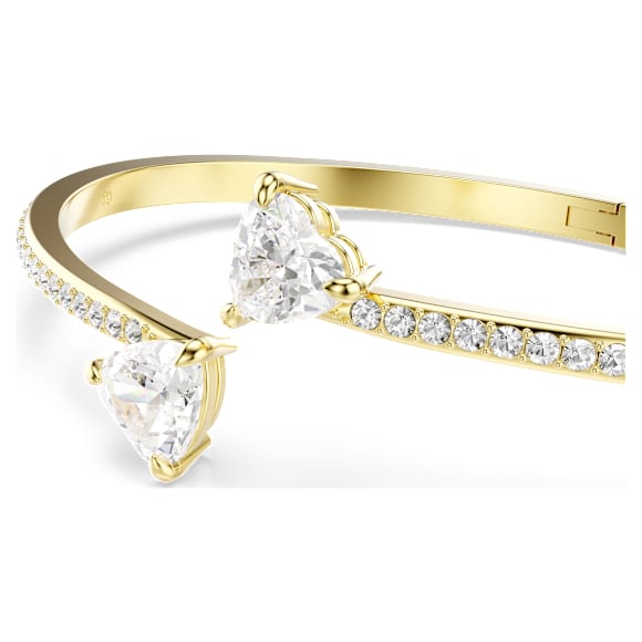 Mesmera Attract bangle, Heart, White, Gold-tone plated - Swarovski, 5733474
