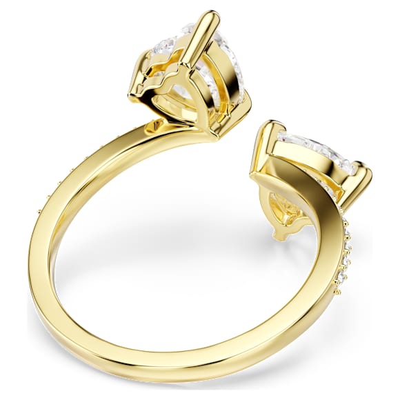 Mesmera open ring, Heart cut, Pavé, White, Gold-tone plated - Swarovski, 5733477