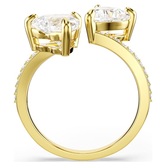 Mesmera open ring, Heart cut, Pavé, White, Gold-tone plated - Swarovski, 5733480