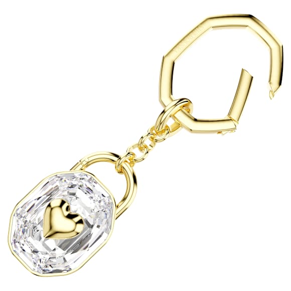 Porte-clés, Taille ovale, Blanc, Placage de ton or - Swarovski, 5733765